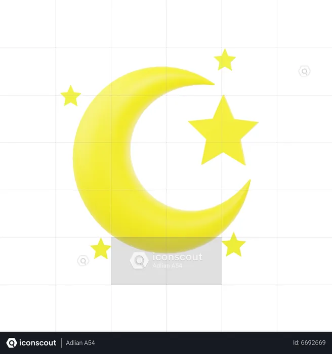 Luna creciente y estrella  3D Icon