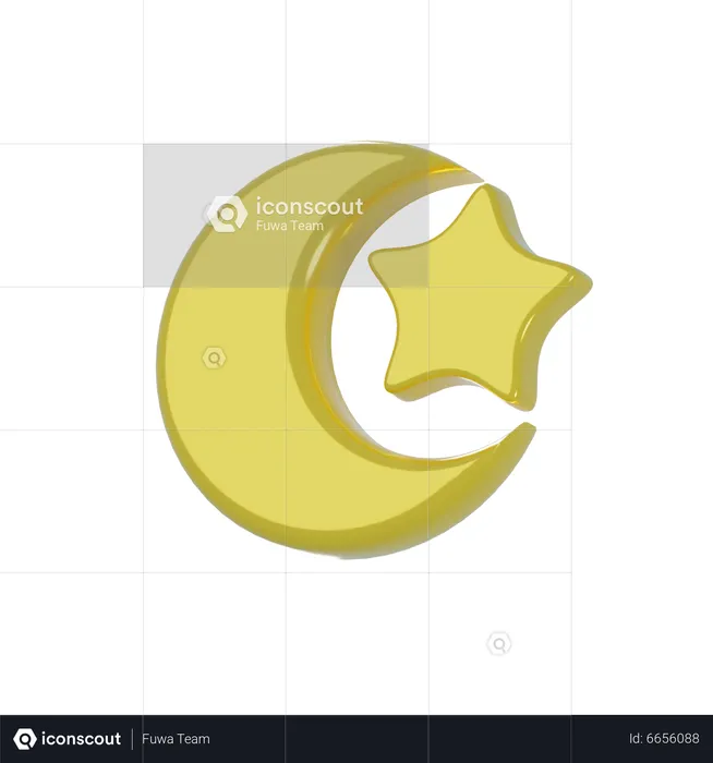 Luna creciente y estrella  3D Icon