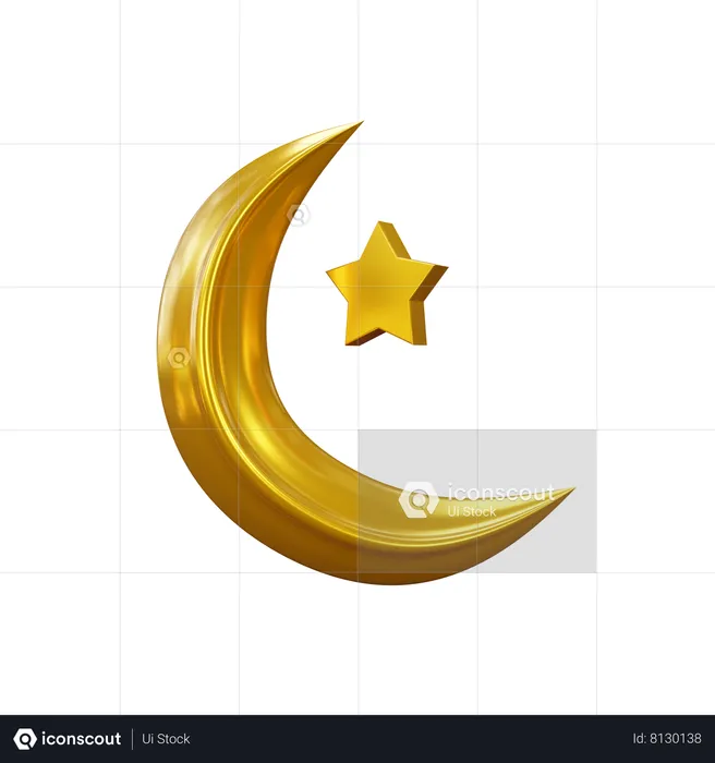 Luna creciente y estrella  3D Icon