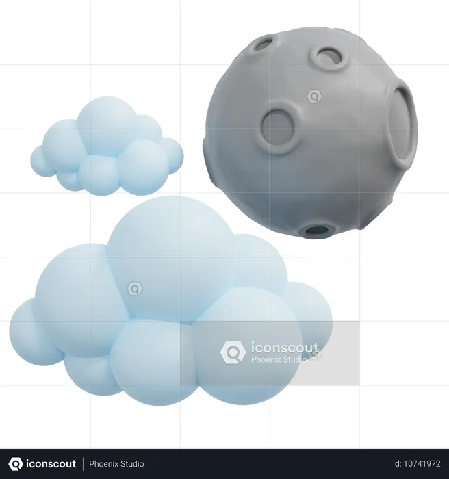 Nube de luna  3D Icon