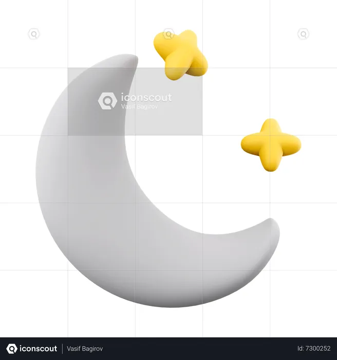 Luna y estrellas  3D Icon