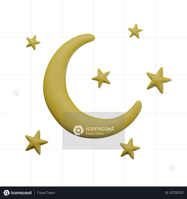 Lune et étoiles  3D Icon