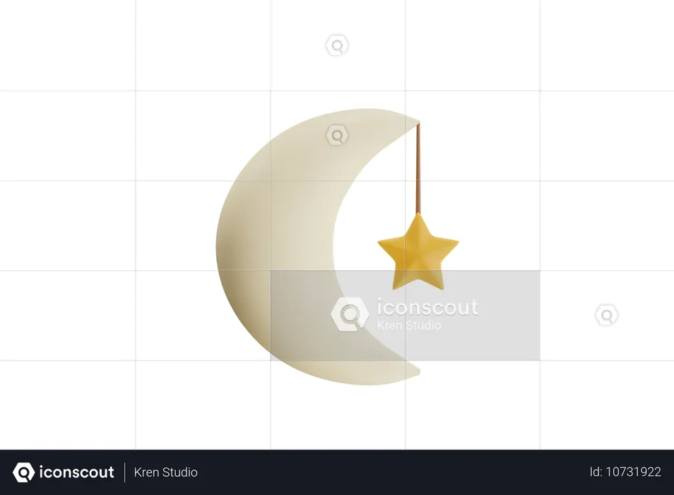 Étoile de lune  3D Icon