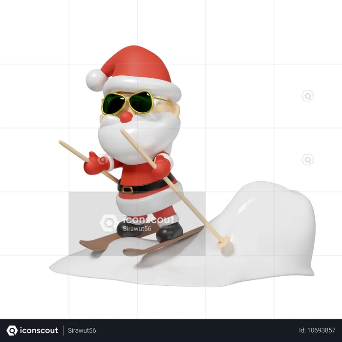 Lunettes de soleil du Père Noël au ski  3D Illustration