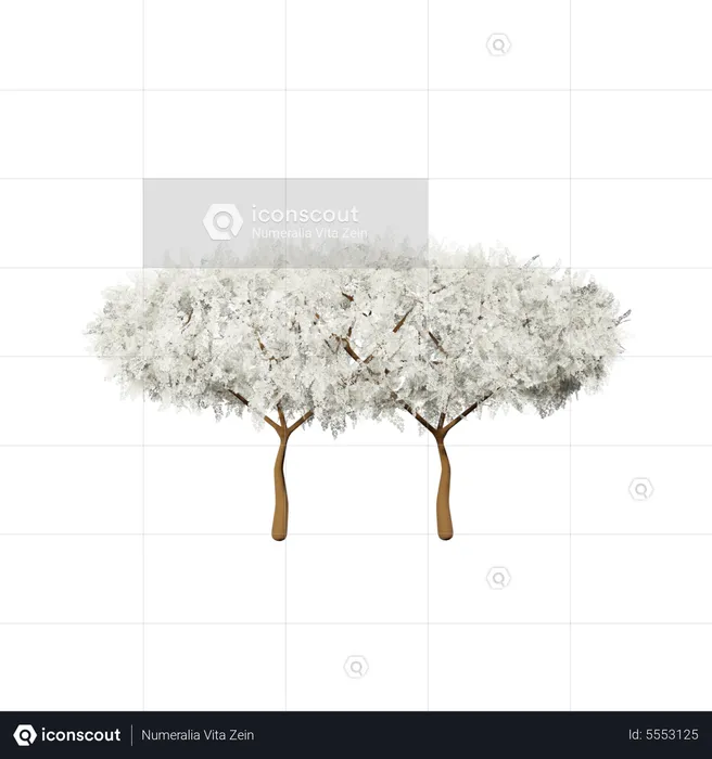 Lush White Bush  3D Icon