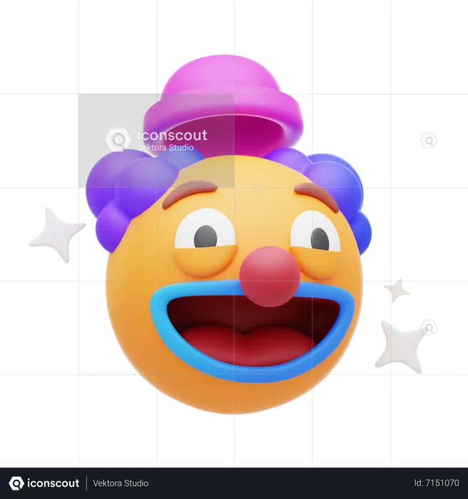 Lustiger Clown-Emoji Logo 3D Icon