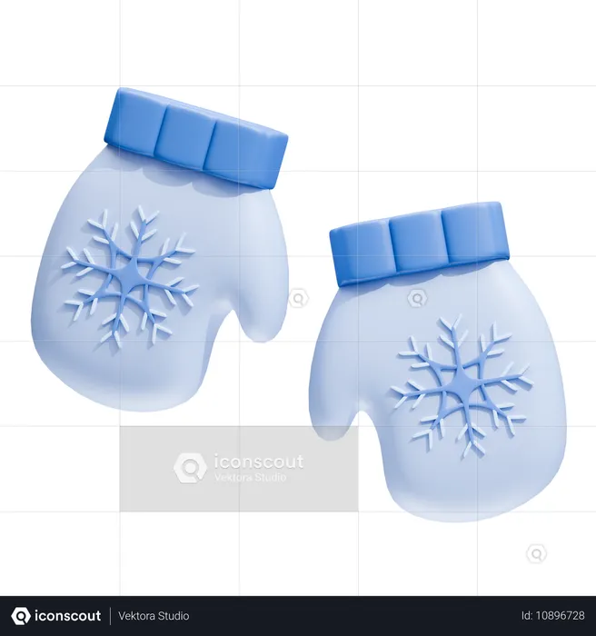 Luvas de floco de neve  3D Icon