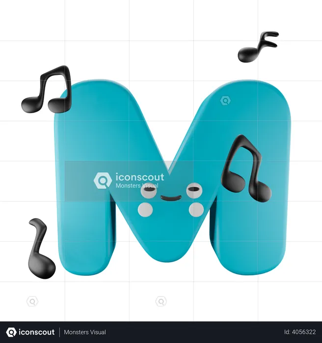 M Alphabet  3D Illustration