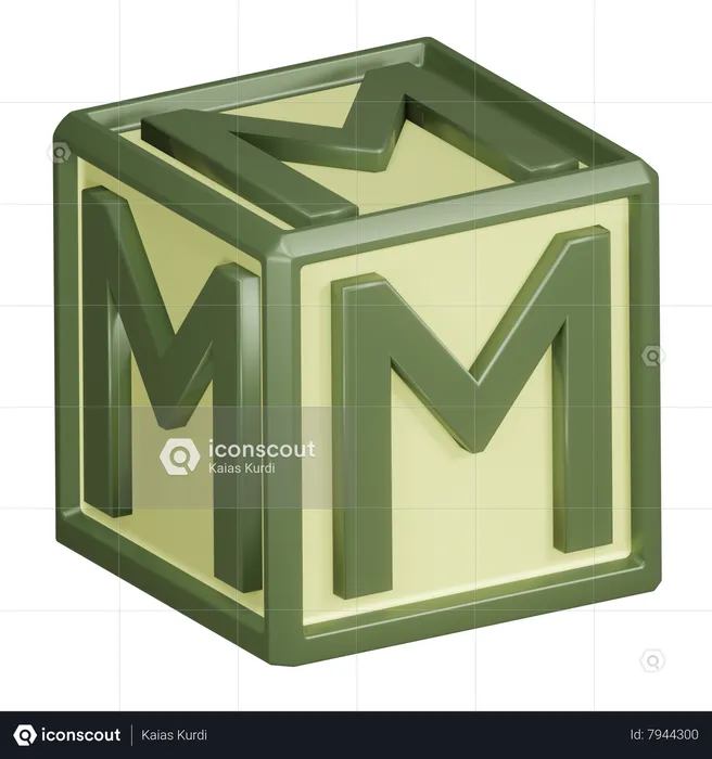 M Alphabet Letter  3D Icon