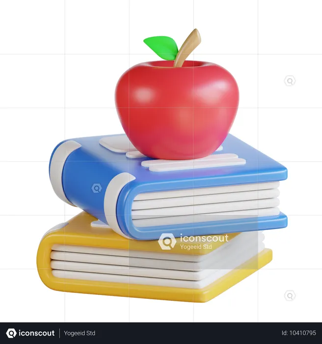 Maçã em um livro  3D Icon