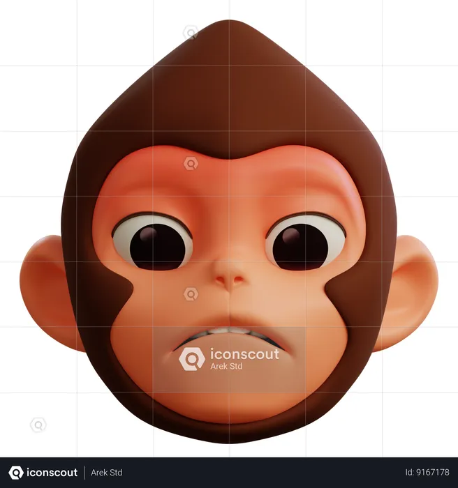 Macaco ansioso Emoji 3D Icon