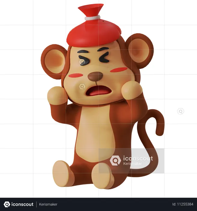 Macaco doente  3D Illustration