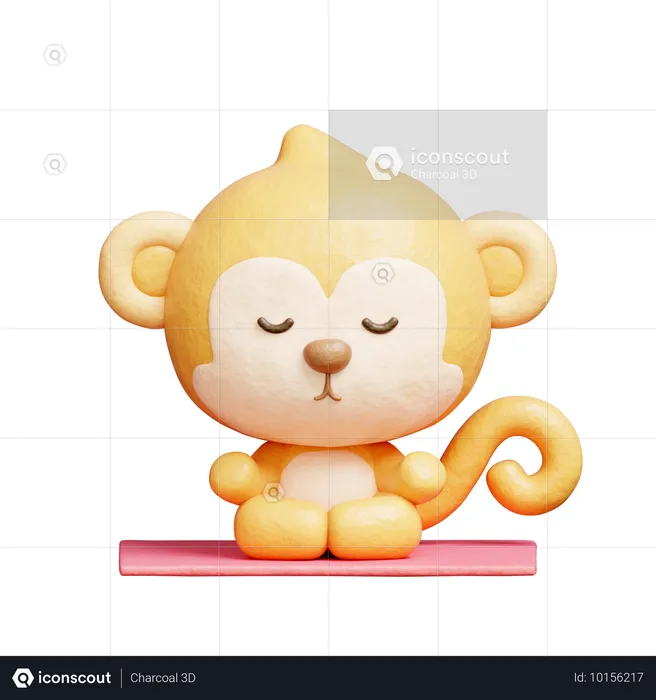 Macaco fofo meditação ioga  3D Icon