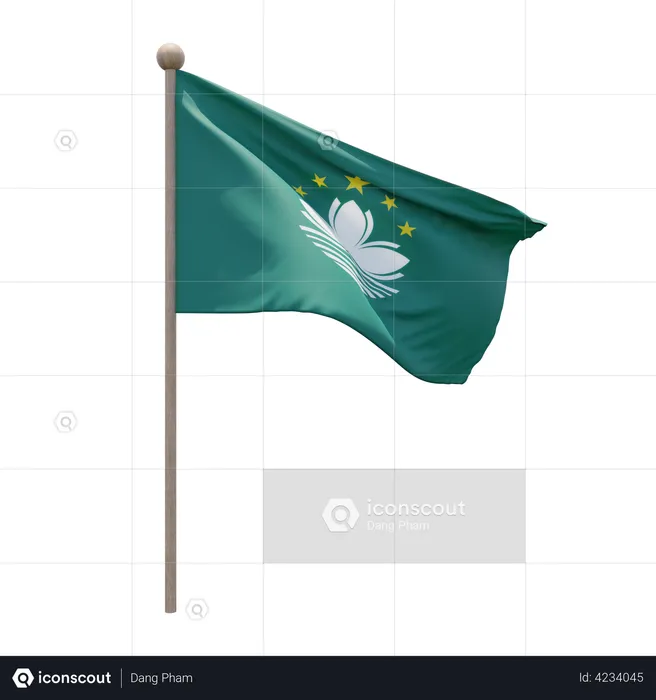 Macau Flag Pole  3D Flag