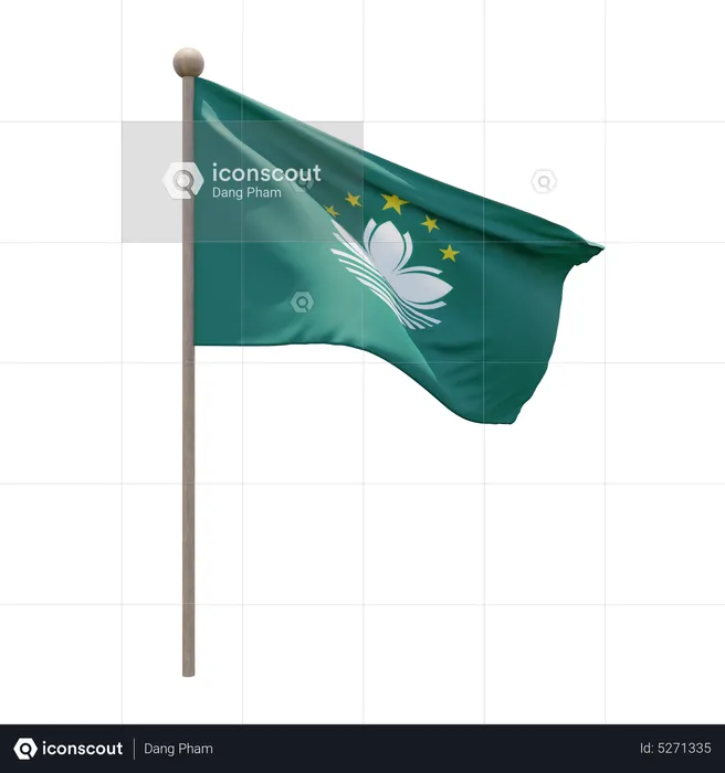 Macau Flagpole Flag 3D Icon