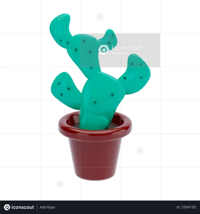 Maceta de cactus  3D Illustration