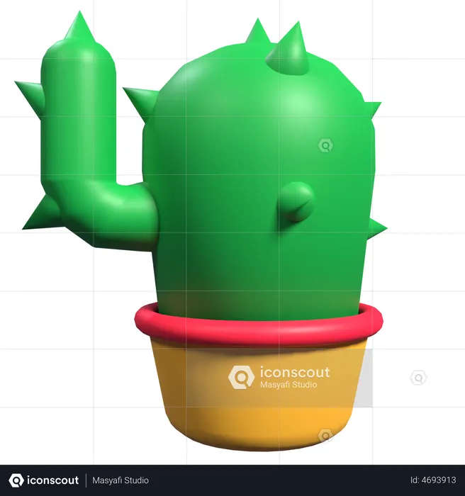 Maceta de cactus  3D Illustration