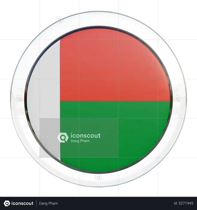 Madagascar Round Flag Flag 3D Icon