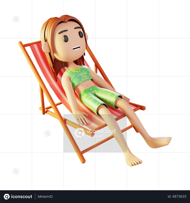 Mädchen entspannt am Strand  3D Illustration