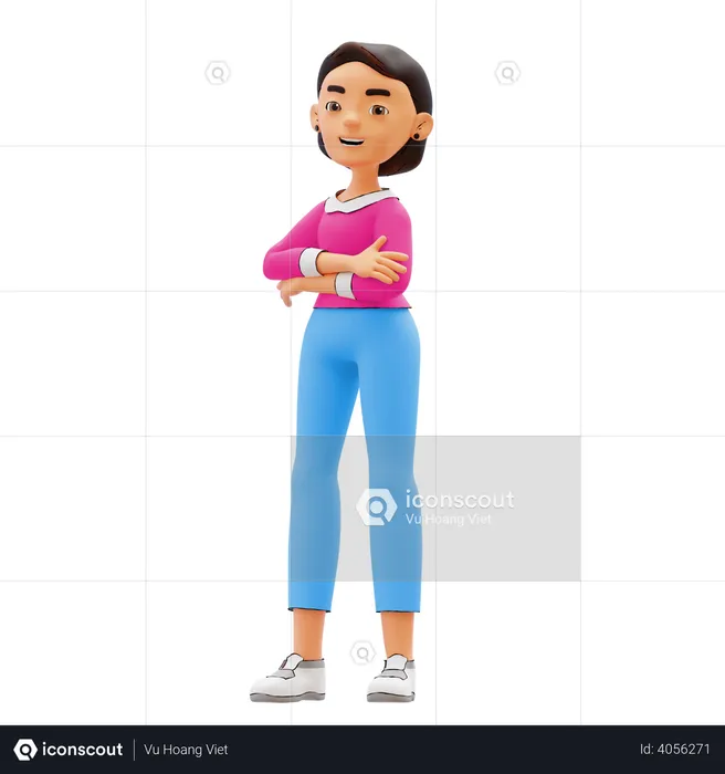 Mädchen geben Pose  3D Illustration