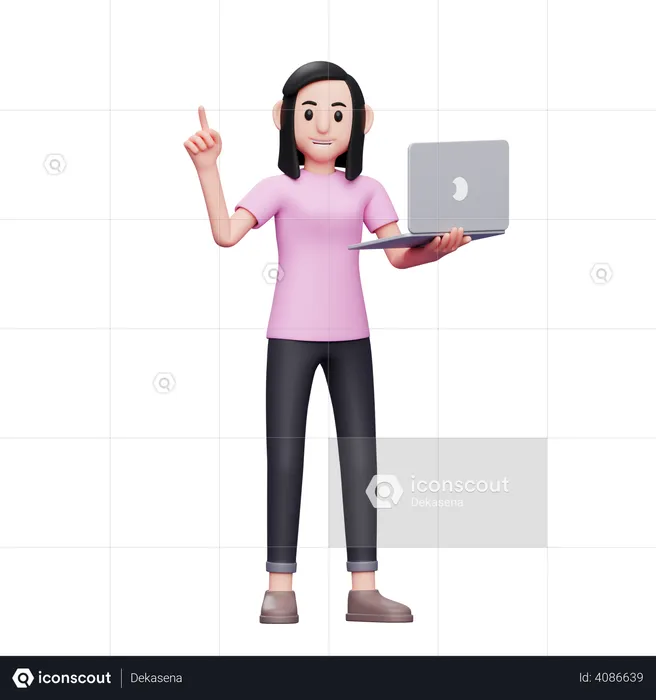 Mädchen mit Laptop  3D Illustration