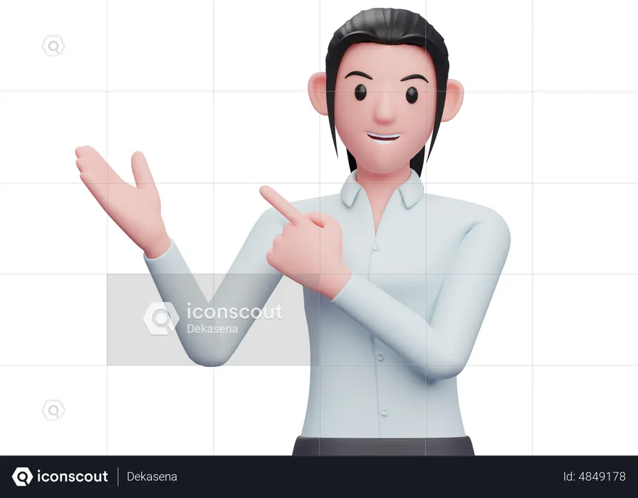 Mädchen zeigt mit dem Finger zur Seite  3D Icon
