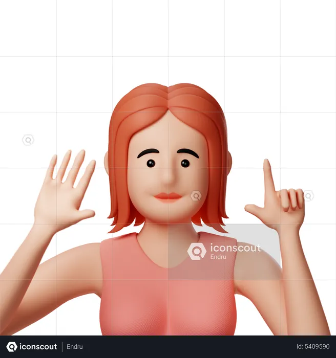 Mädchen zeigt sieben Finger  3D Illustration