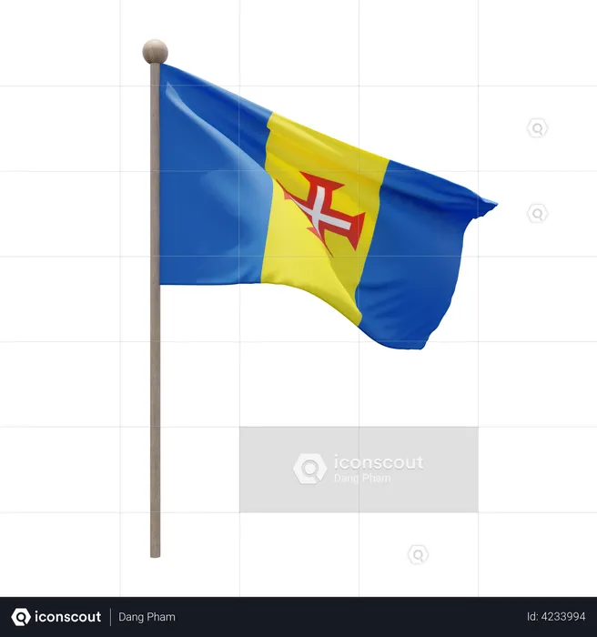 Asta de bandera de madera  3D Flag