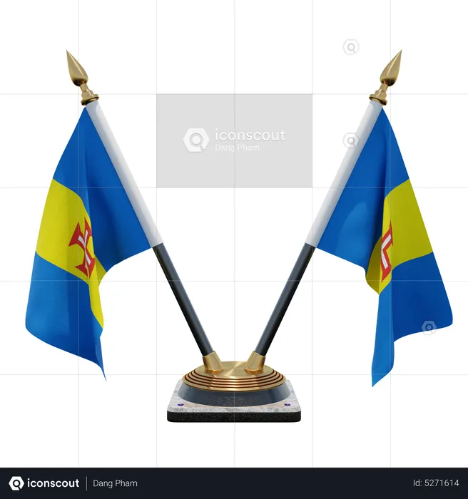 Madeira Double (V) Desk Flag Stand Flag 3D Icon