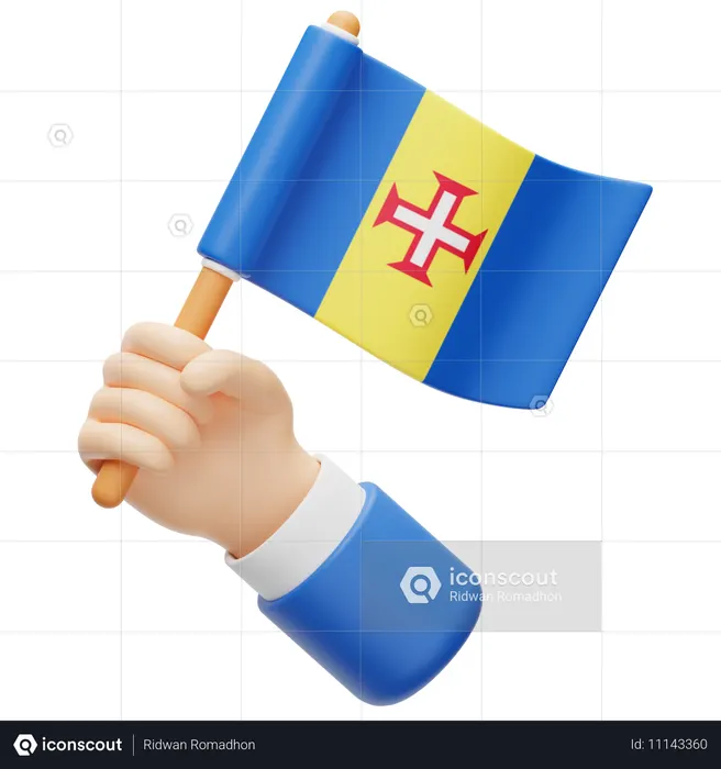 Madeira flag in hand Flag 3D Icon