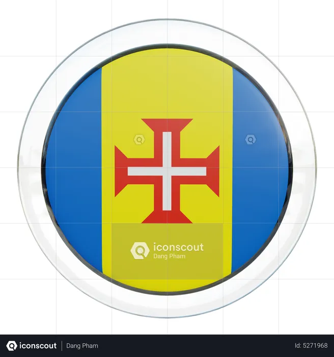 Runde Flagge Madeira Flag 3D Icon