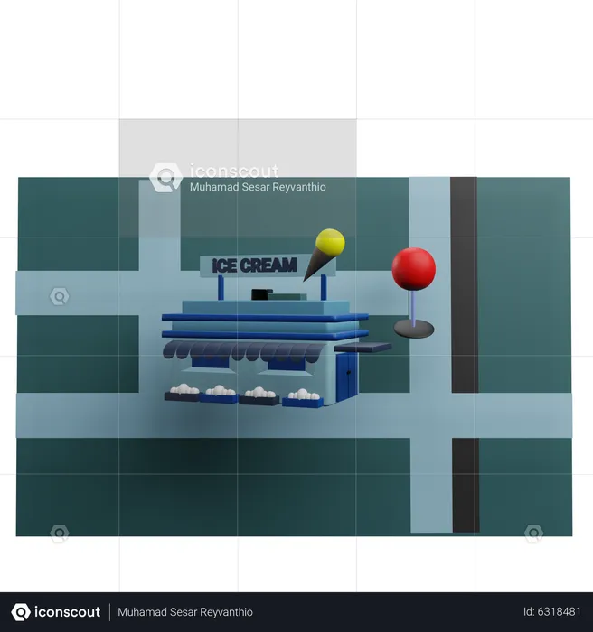 Emplacement du magasin de crème glacée  3D Icon