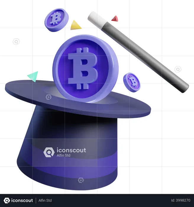 Magic Bitcoin  3D Illustration