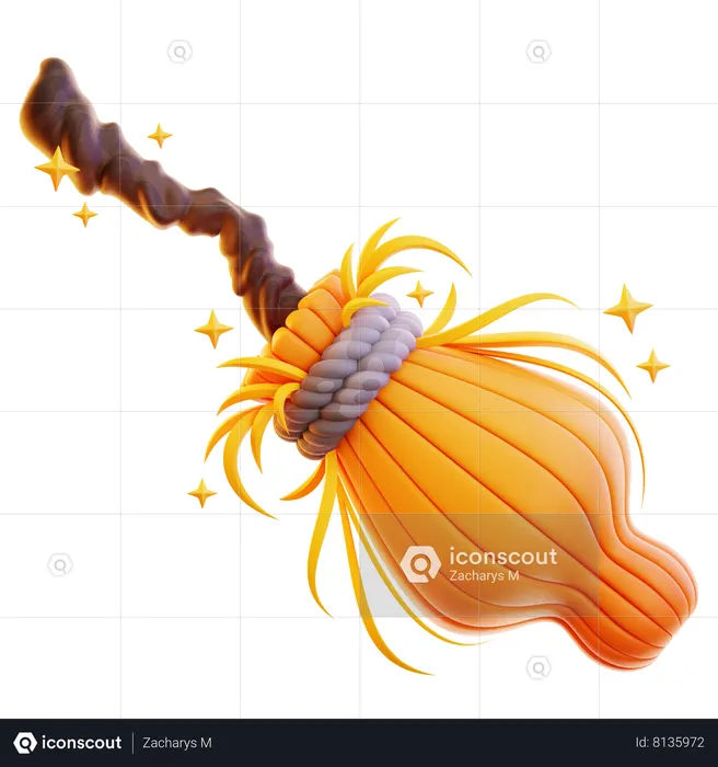 MAGIC BROOM WITH STARS  3D Icon