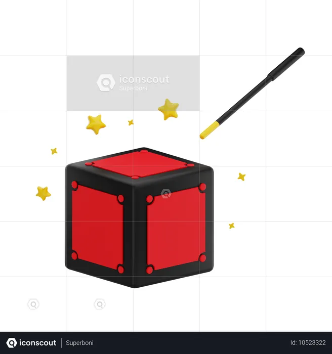 Magic Wand and Box  3D Icon