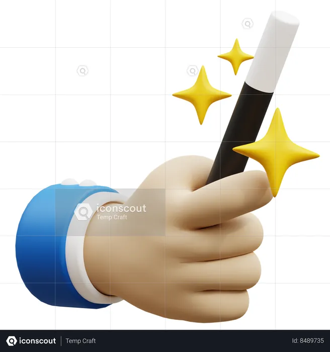 Magic wand holding gesture  3D Icon