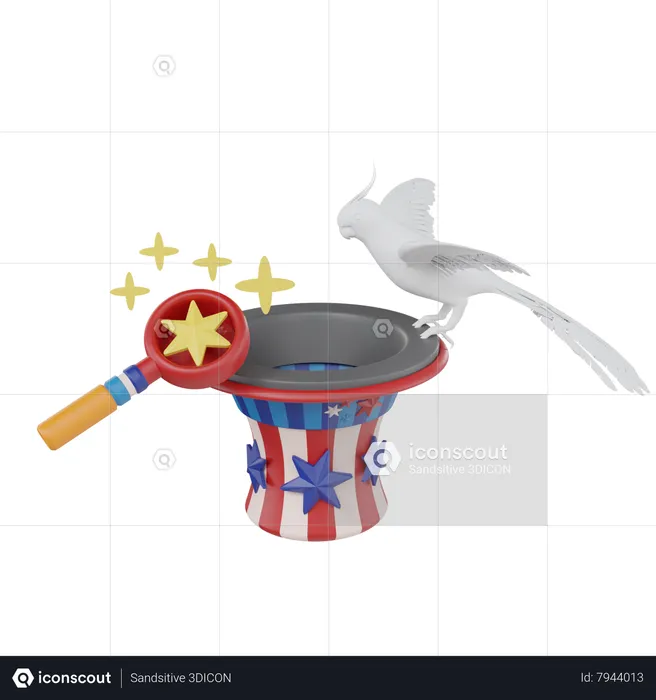 Magician Hat With Pigeon  3D Icon