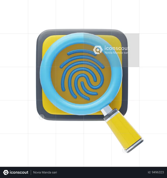 Magnify Fingerprint  3D Icon