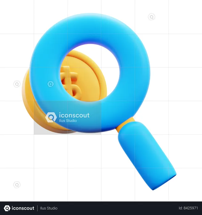 Magnifying Coin  3D Icon