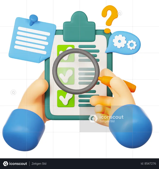 Magnifying Glass Checklist  3D Icon