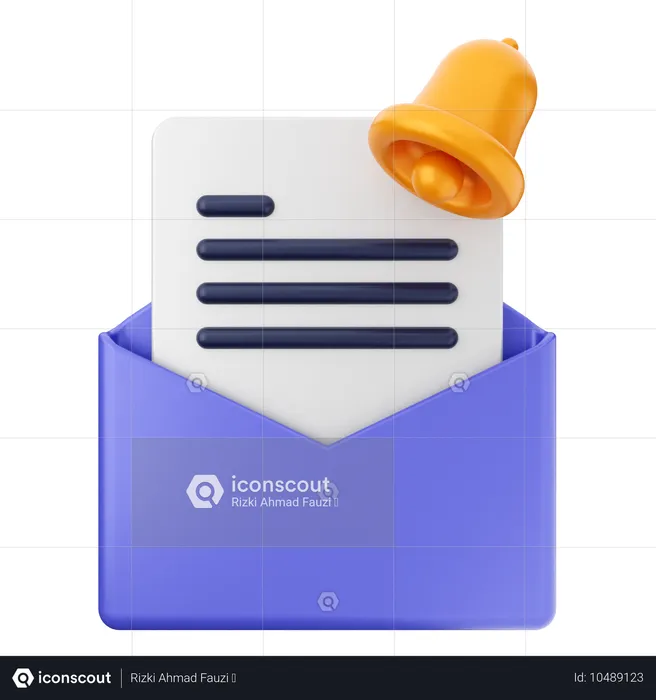 Mail File Notification Bell  3D Icon