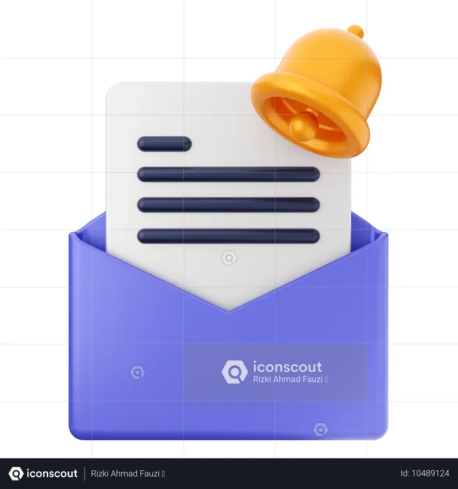 Mail File Notification Bell  3D Icon