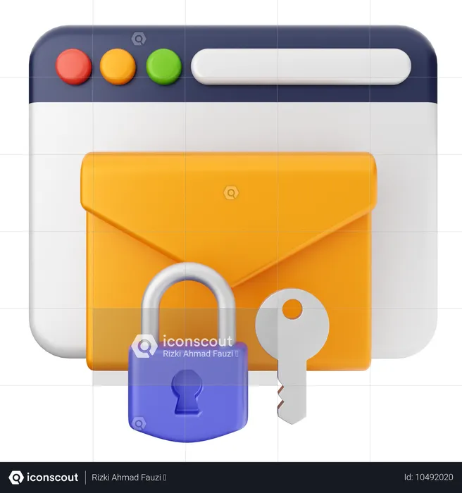 Mail Lock Internet Security  3D Icon