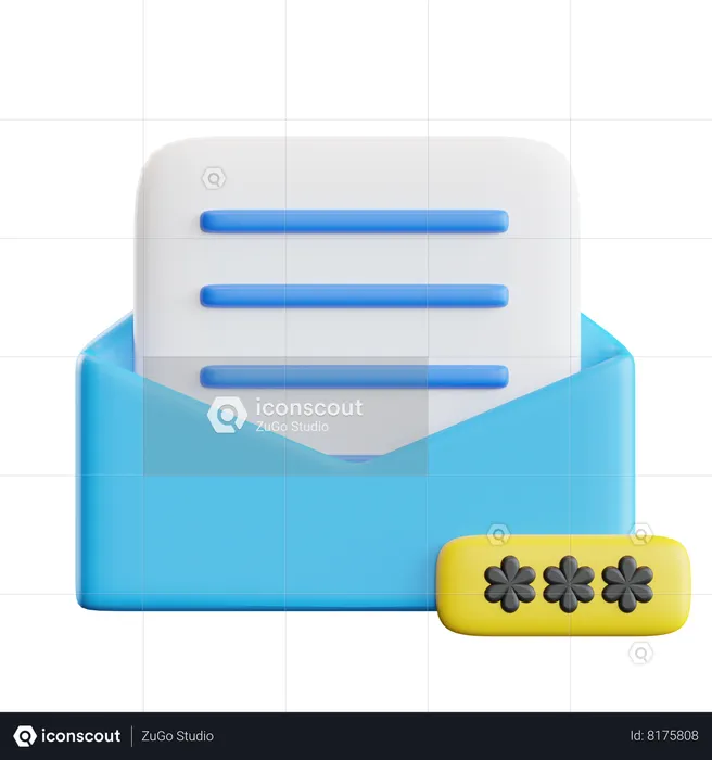 Mail Password  3D Icon