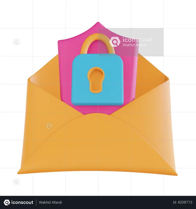 Mail Security Lock  3D Illustration