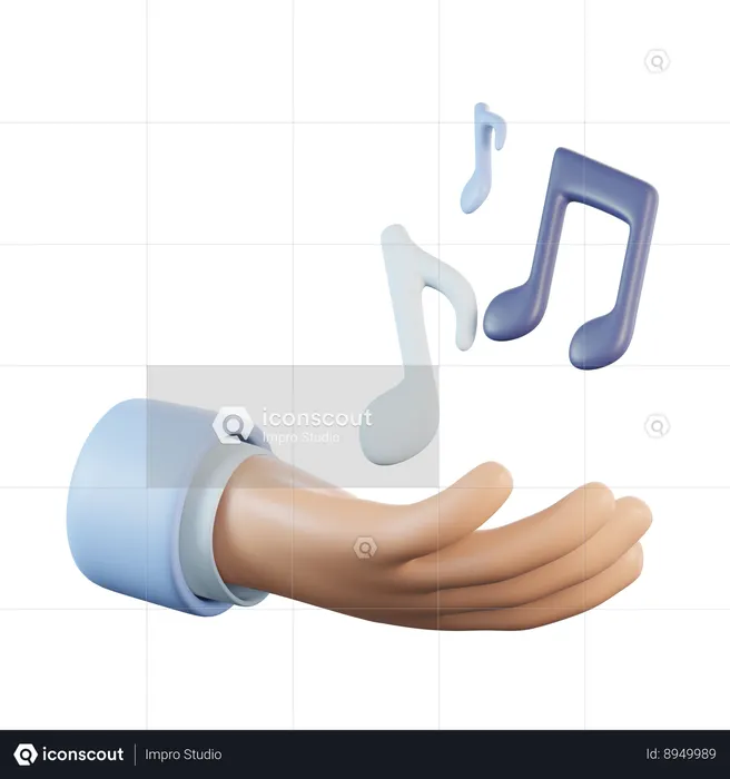 Main avec des notes de musique  3D Icon