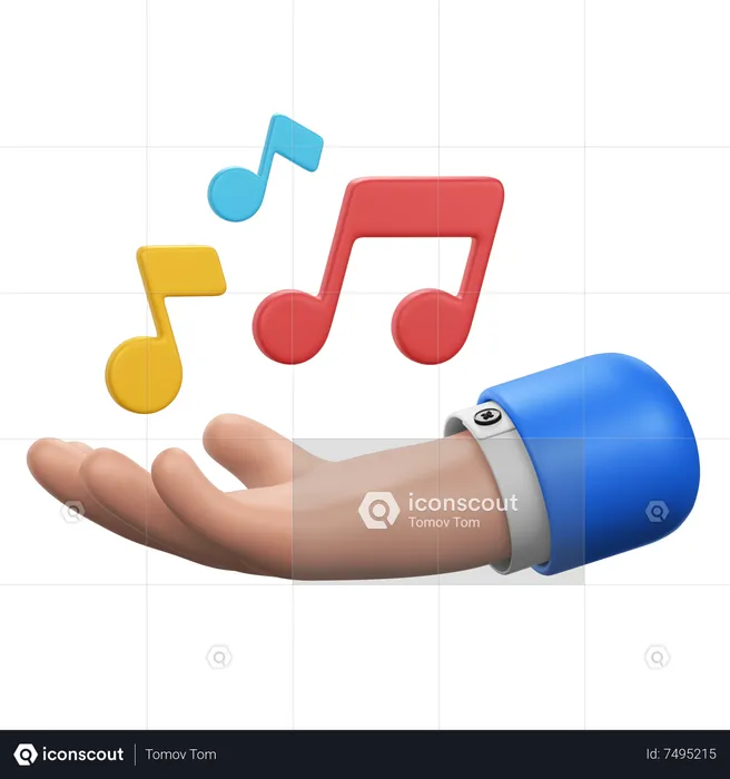 Main avec des notes de musique  3D Icon