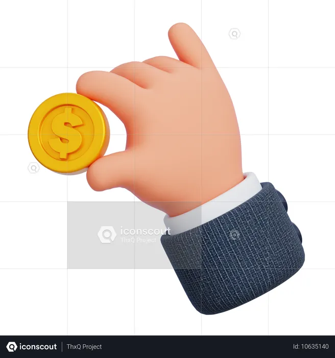 Main avec pièce de monnaie  3D Icon