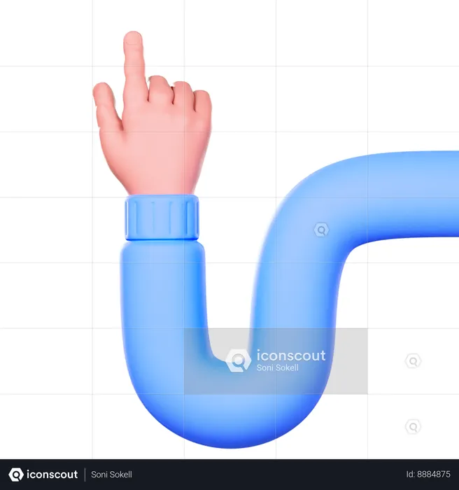 La main ondulée avec la manche bleue pointe vers le haut  3D Icon