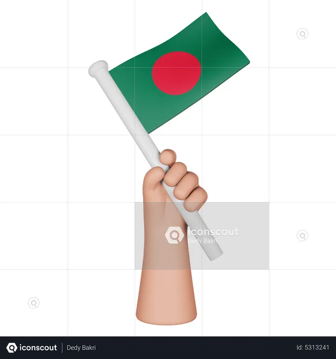 Main tenant le drapeau du bangladesh Flag 3D Icon